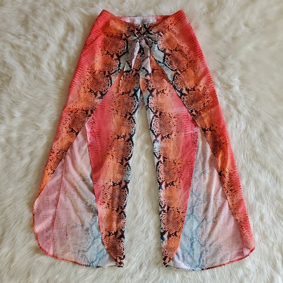 Lovers + Friends Maya Aztec Python Side Slit Tie Waist Pants Size XS - Picture 8 of 16